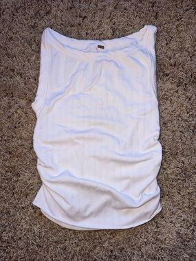 Free People White Ribbed Tank Top - Sleeveless Stretch Tee M/L